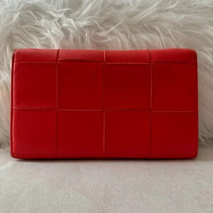 Bottega Veneta Orange Cassette Womens Zip Around Wallet